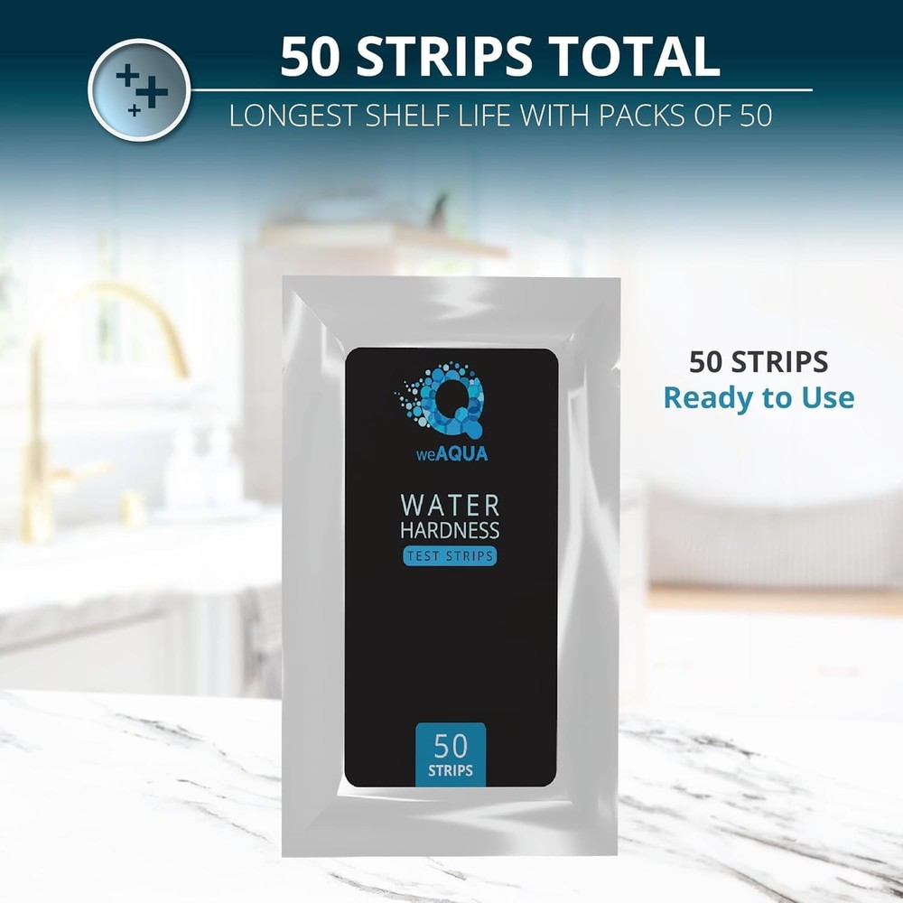 WeAQUA Water Hardness Test Kit - DoubleCheck 50 Strips - Hard