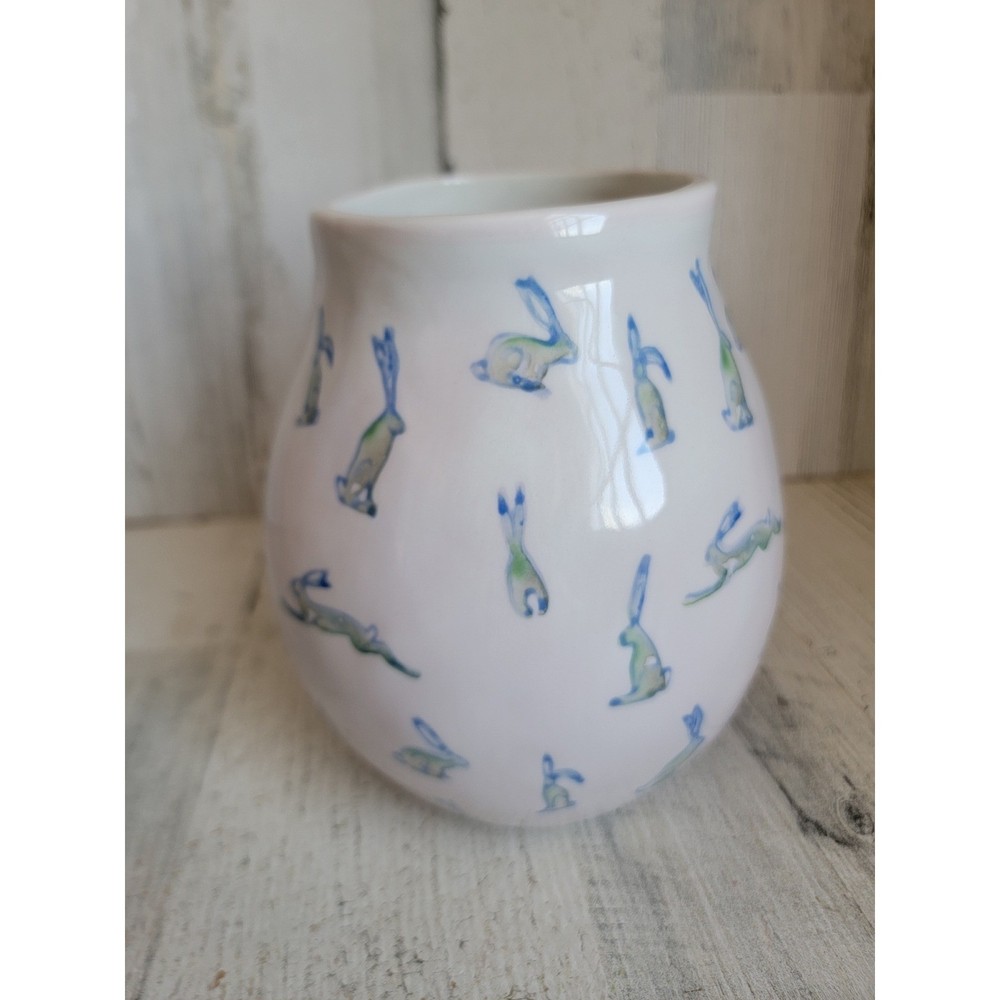 Vintage ceramic bunny rabbit centerpiece vase Easter home decor