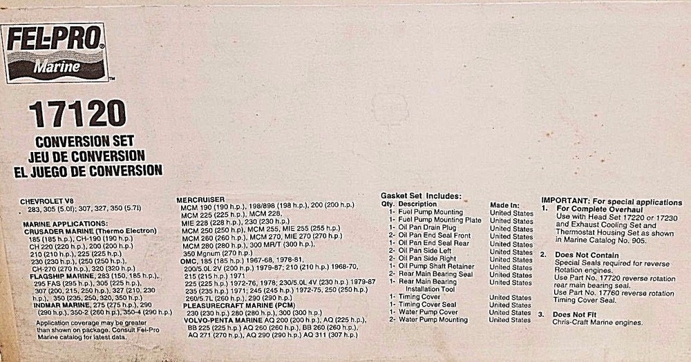 Fel-Pro 17120 Engine Conversion Gasket Set