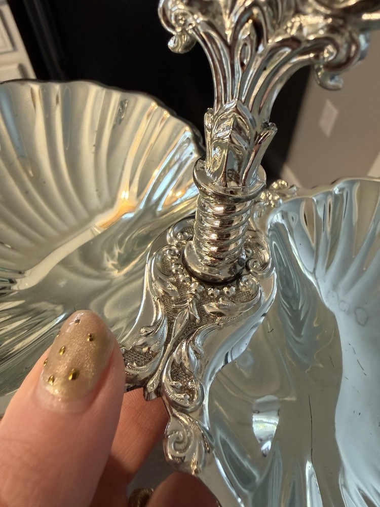 F.B. Rogers Silver Company Double Shell Bonbon Dish Silver Plated
