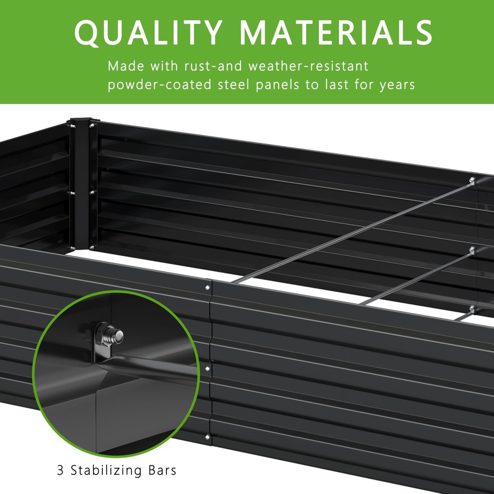 2PCS 12x2x1FT Galvanized Raised Garden Bed Kit,Vegetable Boxes-Rectangle Meta...