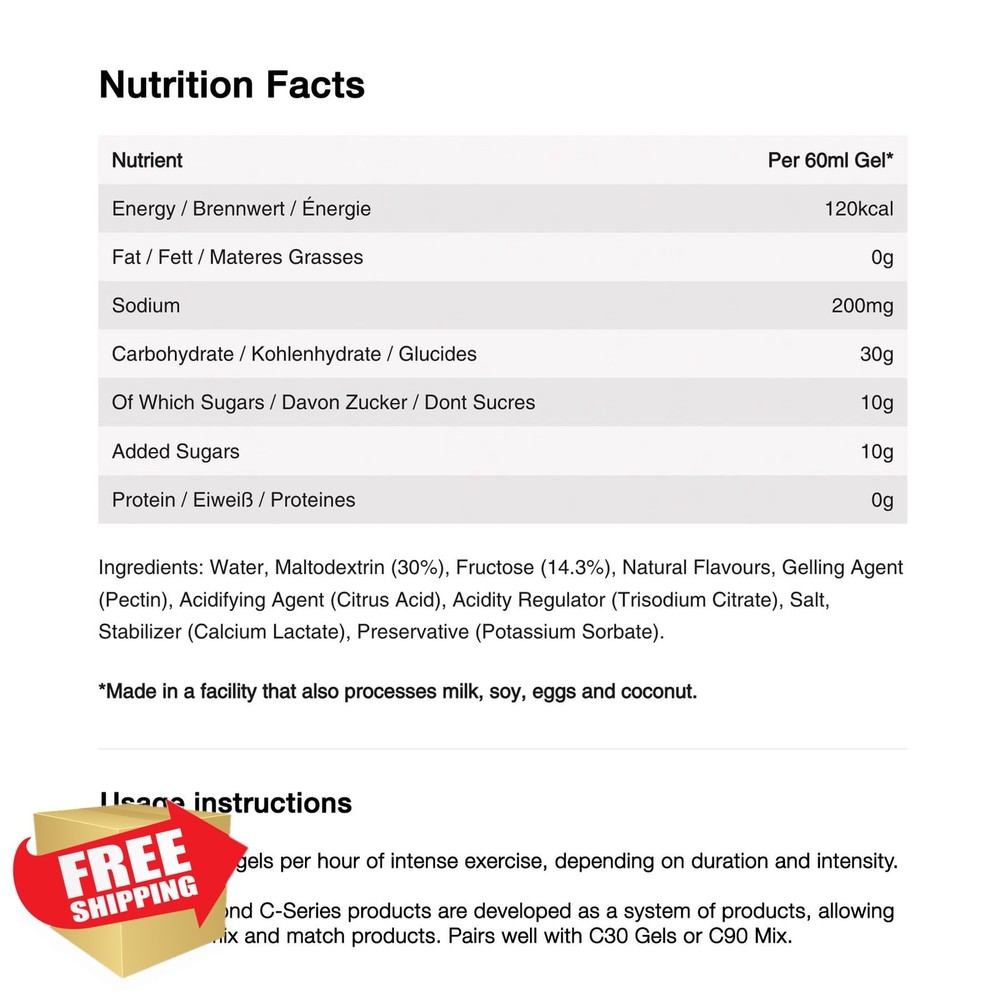 Neversecond C30 Energy Gel Citrus 12 Pack Nutrition Hydration