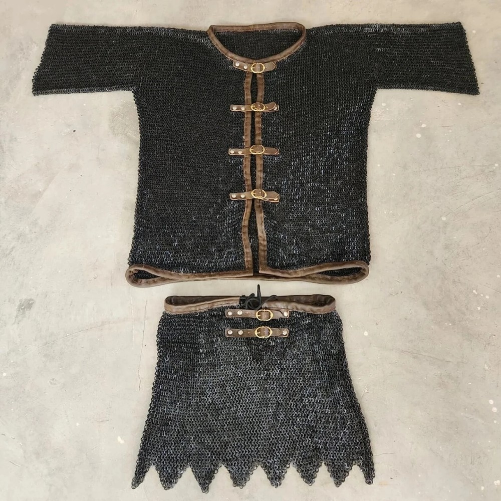 9 mm Chainmail Shirt skirt | Chainmail Champion | Front Open Flat Ring Riveted