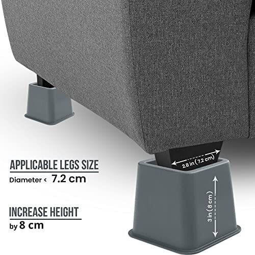 Adjustable Bed Risers, Stackable Frame Furniture Risers, 3, 5 or 8 Inch Height