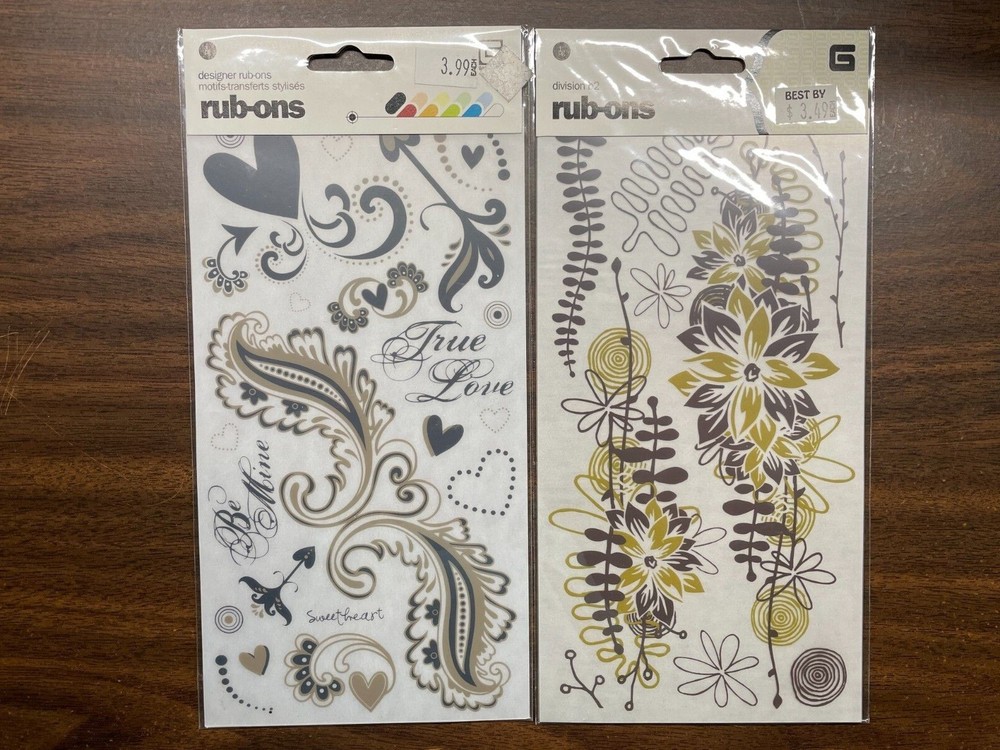 BASIC GREY TRUE LOVE, FLORAL FERNS - RUB-ON TRANSFERS