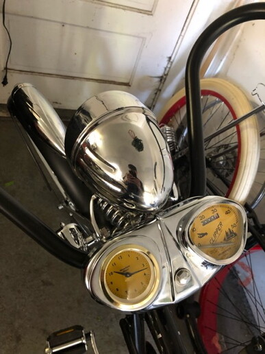 Stewart Warner Speedometer Waterbury Wind up Clock Bicycle Accessory GOLD