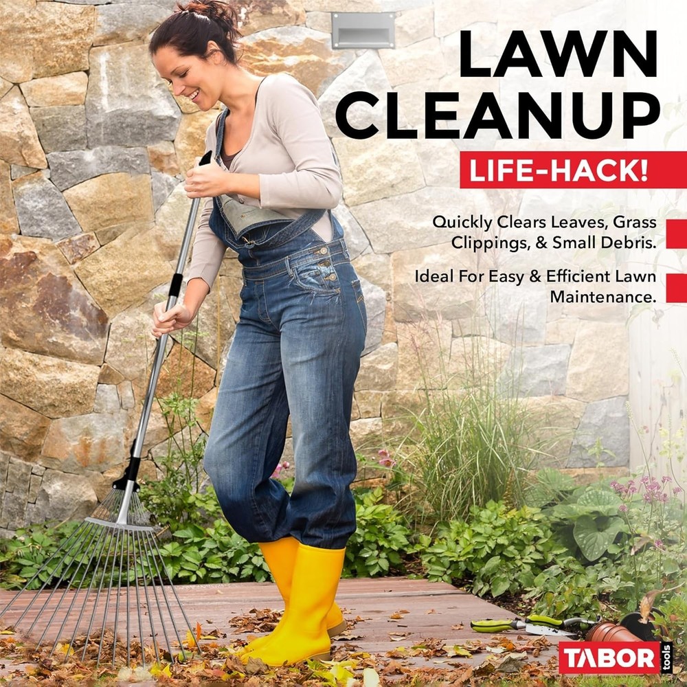 Adjustable Metal Rake - Collapsible & Telescopic - Garden, Yard, & Lawn