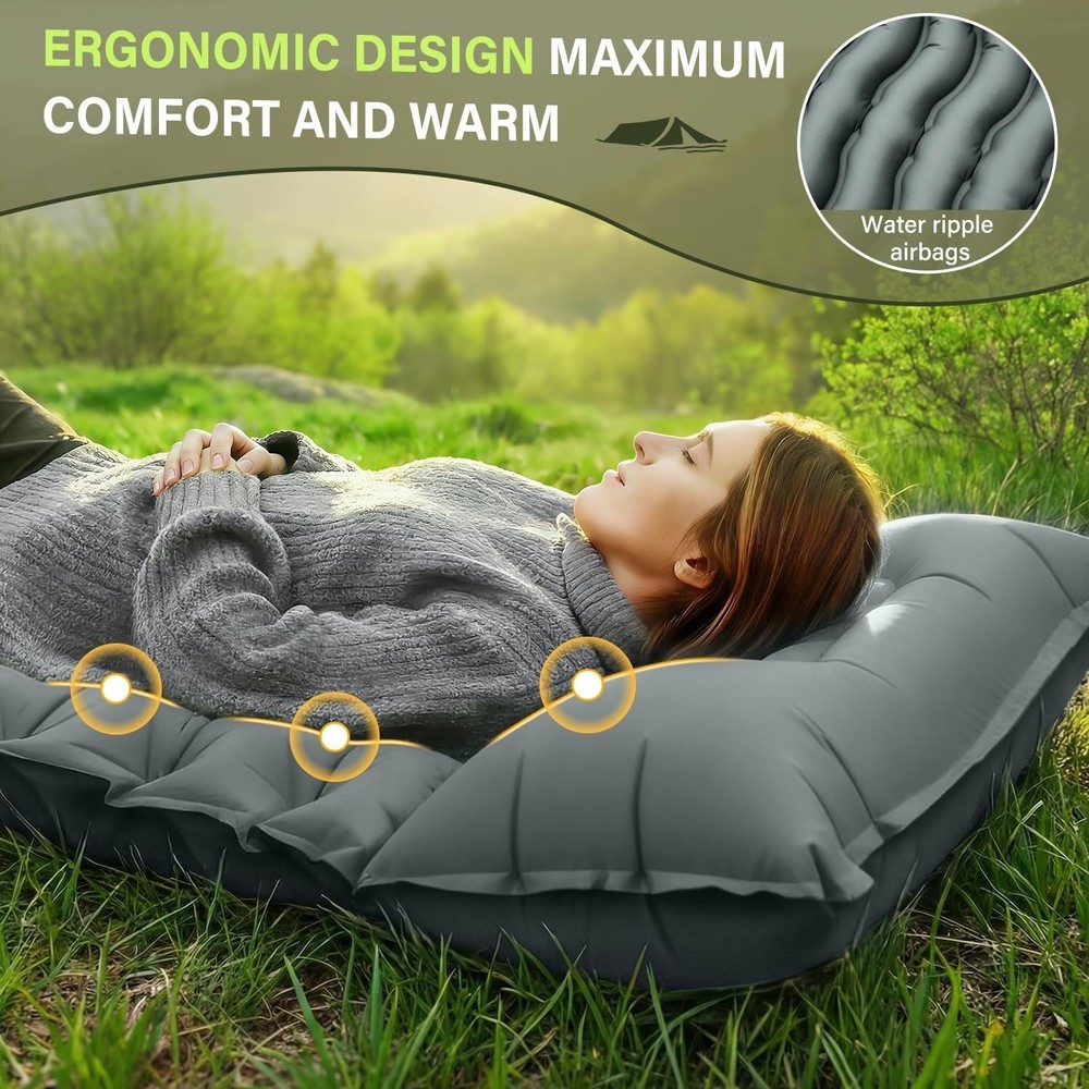 [OPEN BOX] FUN PAC Camping Sleeping Pad, Ultralight Camping Mat with Pillow Buil