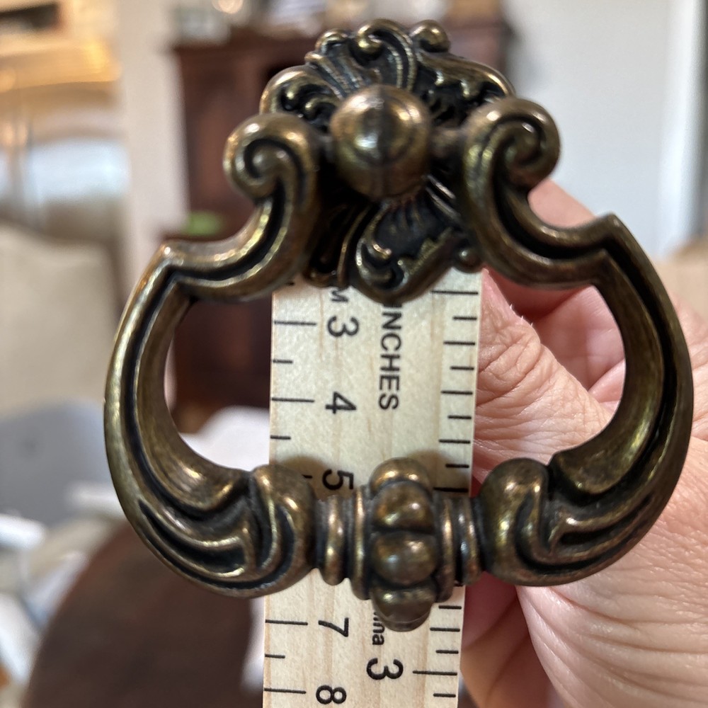 Antique Drop Ring Drawer Pull Cabinet Handle Hardware Ornate Swirl
