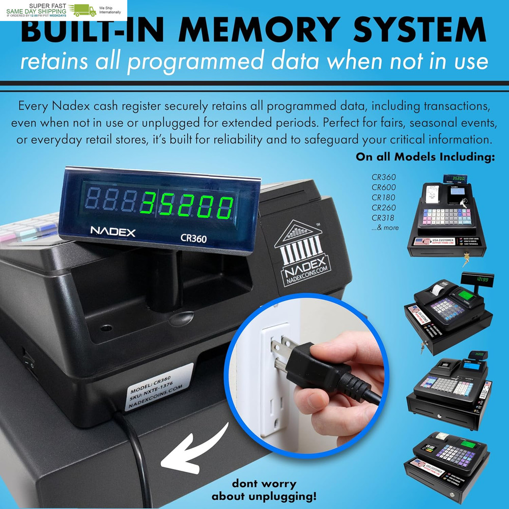 Quick Load Thermal Printer, Compact Size, Cash and Coin Drawer, Black