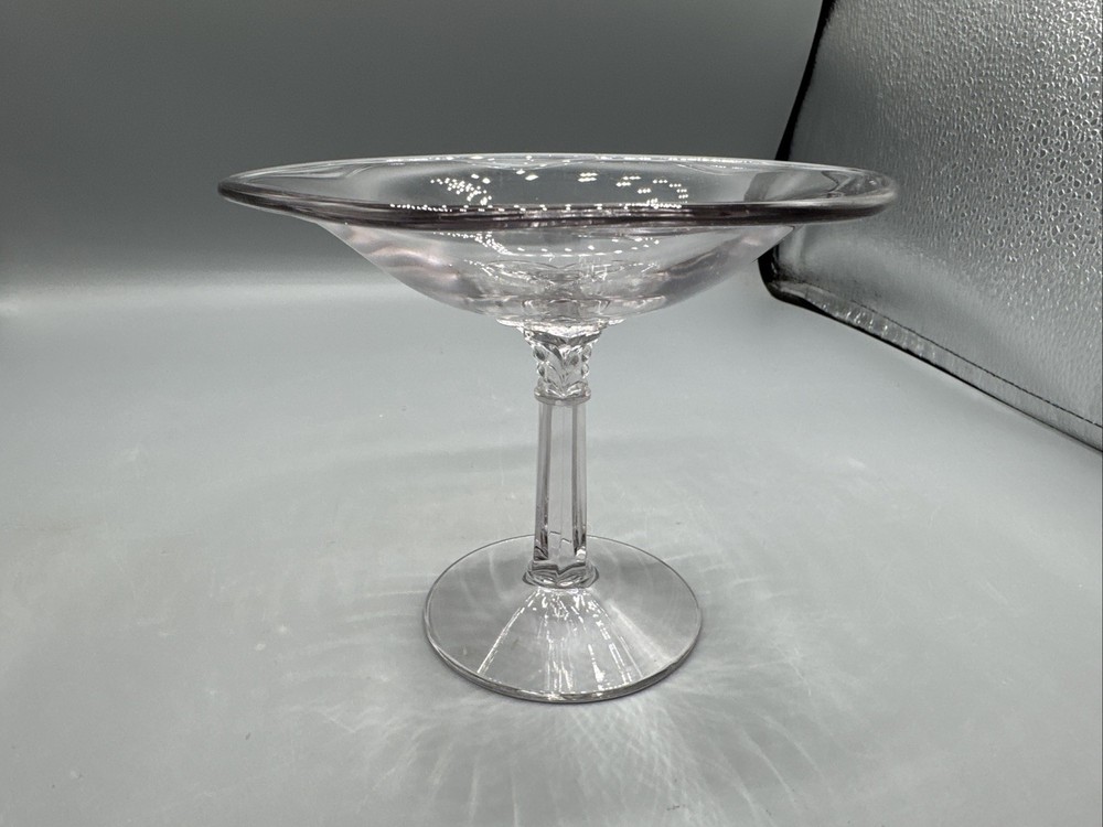 Clear Compote /Candy Dish Stem Glass 4.75” Tall