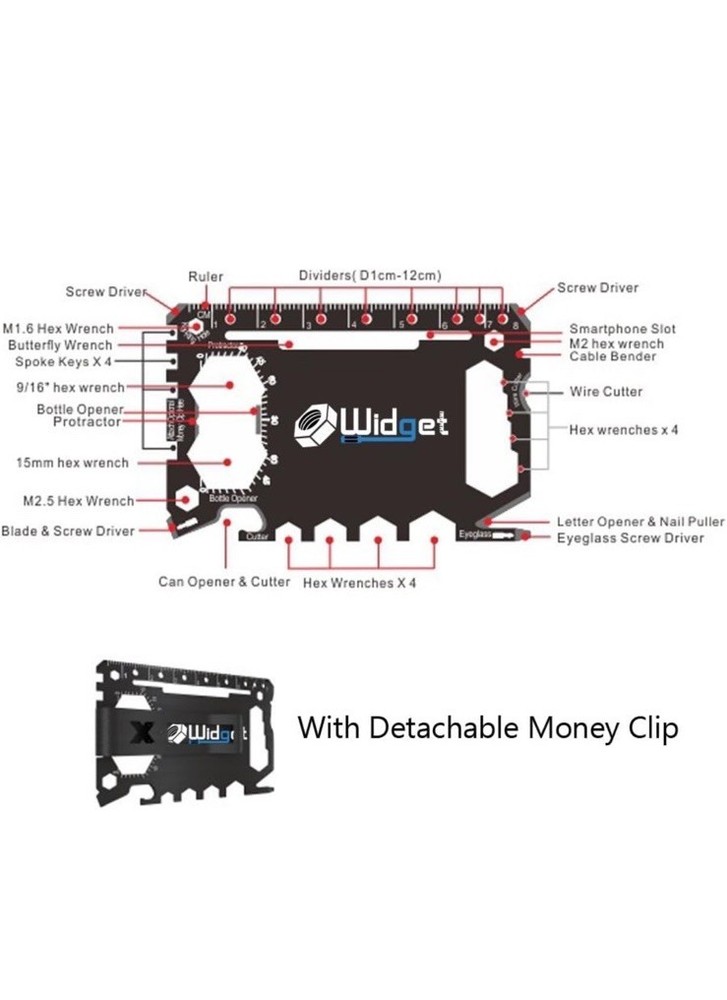 Multi Purpose Survival Pocket Tool 43 in 1 Credit Card Size Multi Tool Widget