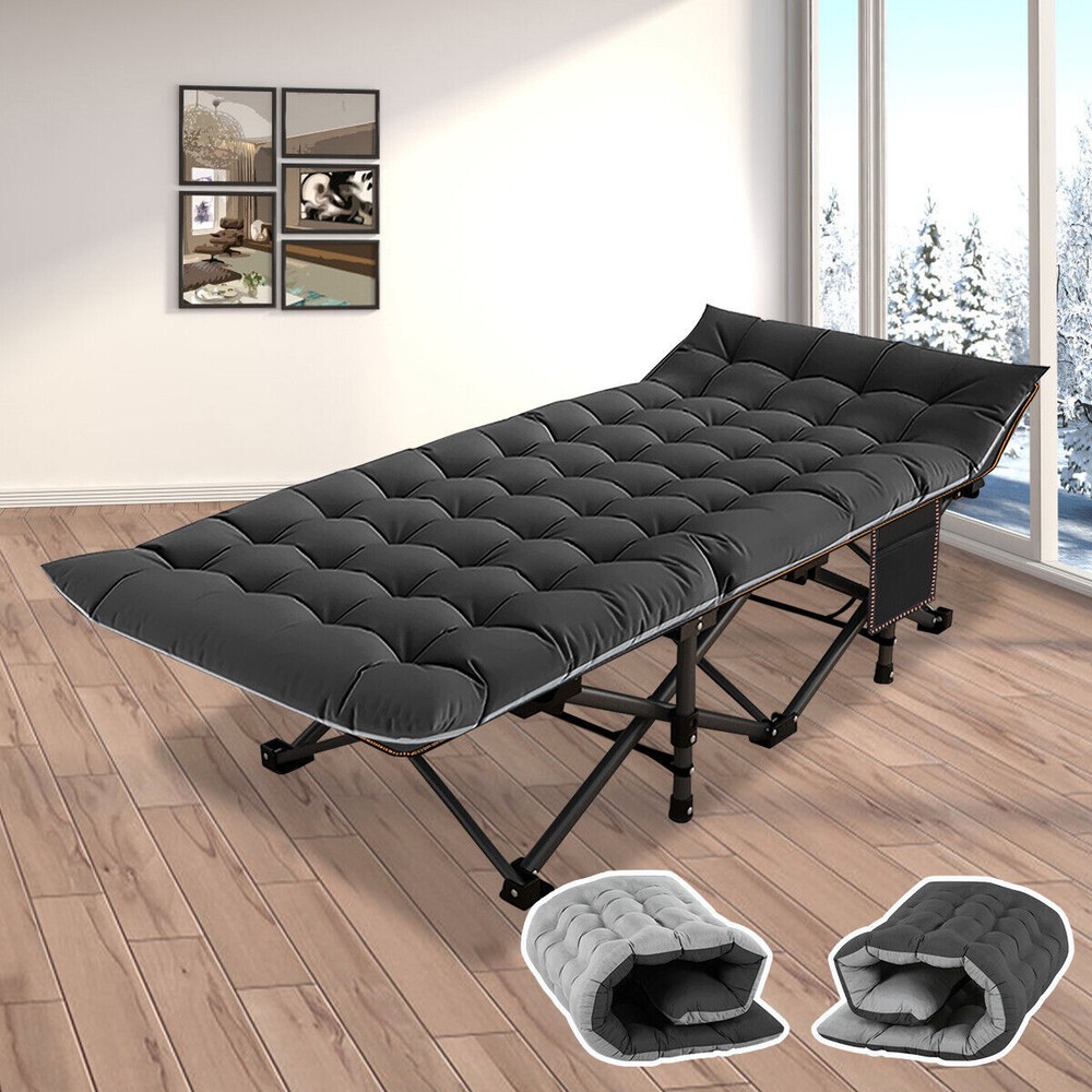 SLSY  Camping Cot & Thick Pad,Cots for Sleeping,Camping Bed Folding Cot 500LBS