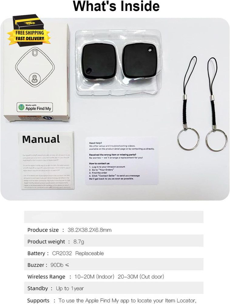 Smart Bluetooth Tracker 2-Pack – Key Finder & Luggage Locator, Compatible with I
