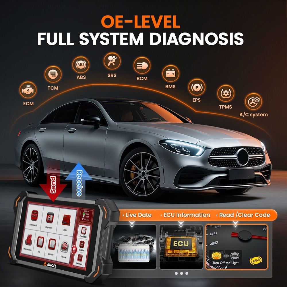 Ancel DS600 BT OBD2 Scanner Full System Diagnostic Tool ECU Coding Active Test