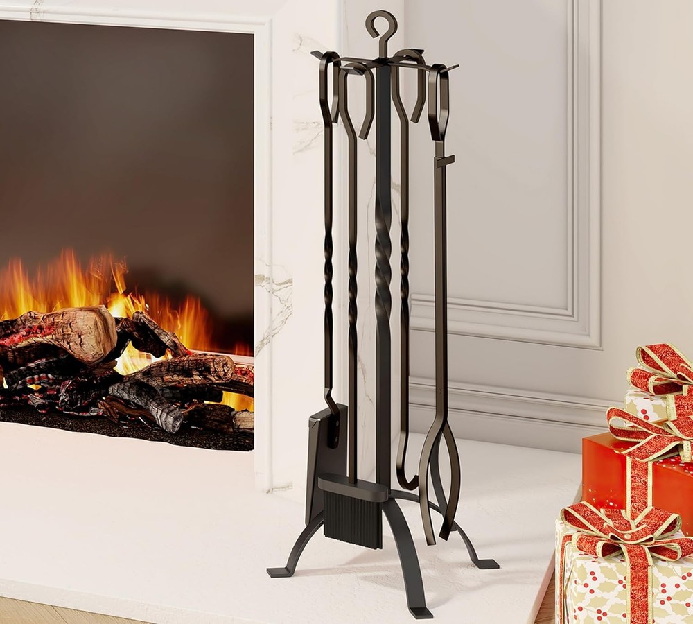 Fire Beauty 5 Pieces Fireplace Tools Sets Fireplace Accessories Tools Holder wit