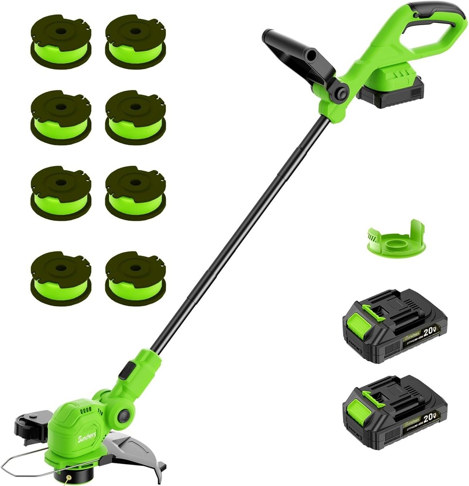 20V Cordless String Trimmer, Two 2.0Ah Battery Powered with Fast Charger, 12''