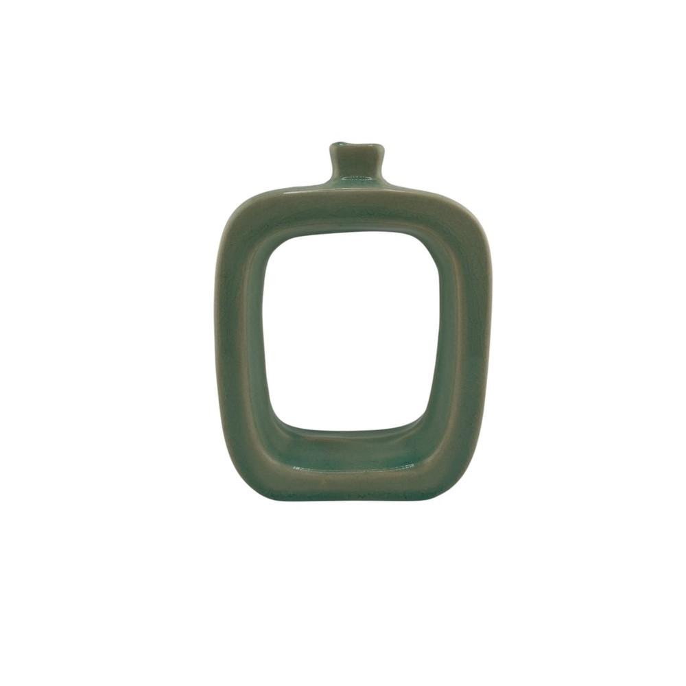 Earth-Tone Ceramic Donut Vases – Set of 5 Rectangular Sculptural Decor