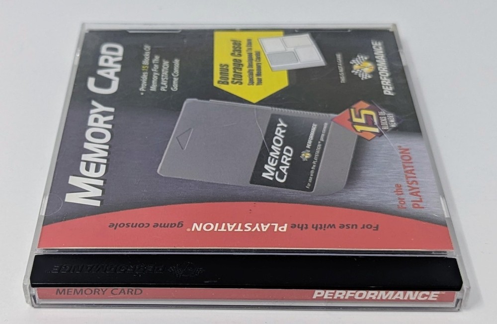 PlayStation 1 PS1 Performance Memory Card Case Holder w/ 4 Memory Cards - Tested