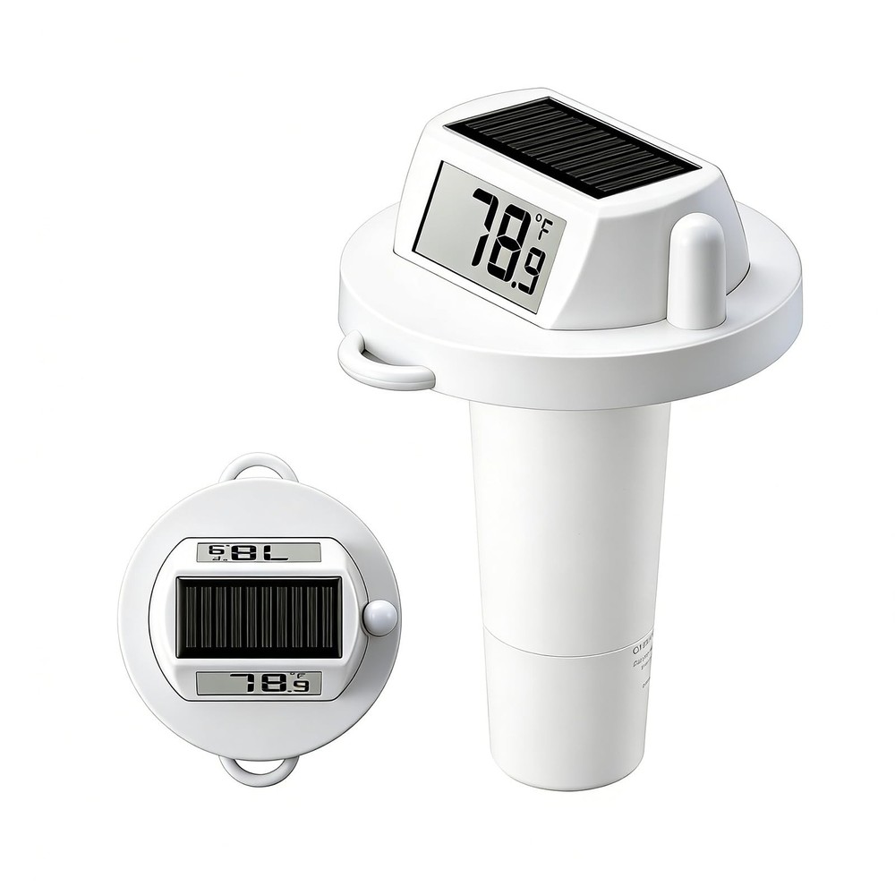 Solar Pool Thermometer Floating, Digital Swimming Thermometer, White