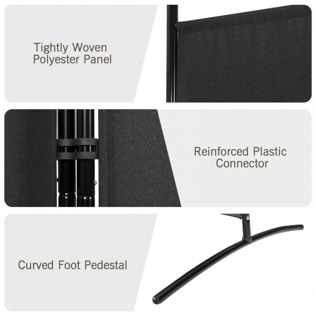3-Panel Room Divider Folding Privacy Partition Screen Office Room Clinic Black