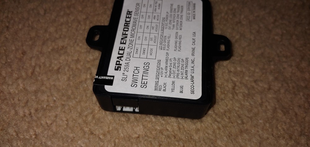 SECO-ALARM DUAL ZONE MICROWAVE SENSOR, 4 WIRES, Space Enforcer, NEW!
