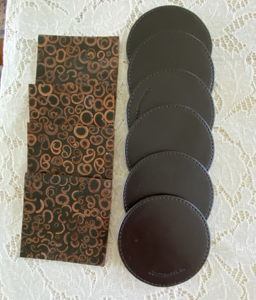 Cutter and Buck 11 piece Leather Coaster Set - Never Used