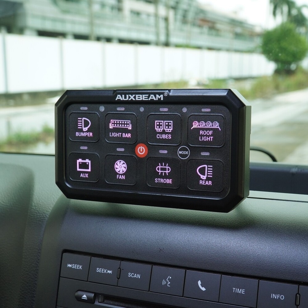 AUXBEAM RGB 8 Gang Switch Panel Light Control Multifunction Relay System ATV UTV