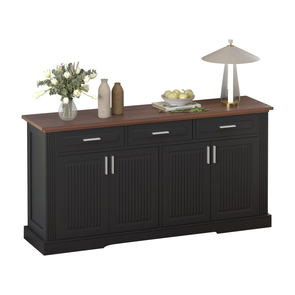 Sideboard Storage Cabinet Features 4 doors and 3 drawers Wooden construction