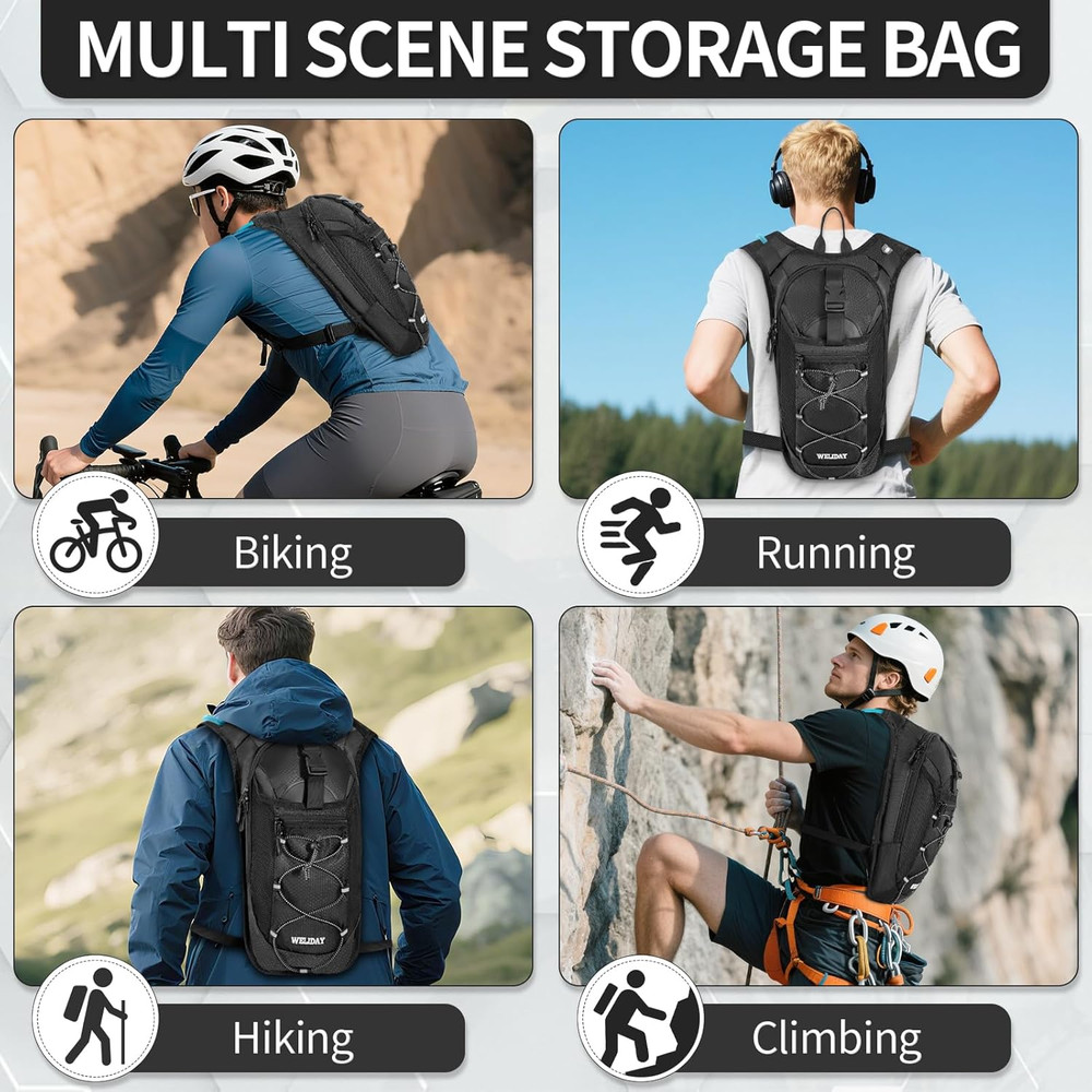 Hydration Backpack with Leak Proof Water Bladder, Lightweight Hydro Water Daypac