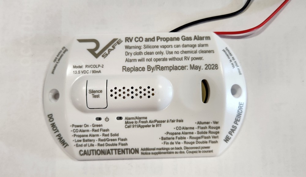 RVSafe RVCOLP-2W Surface Mount Dual CO2 and Propane Gas Alarm for RVs - White
