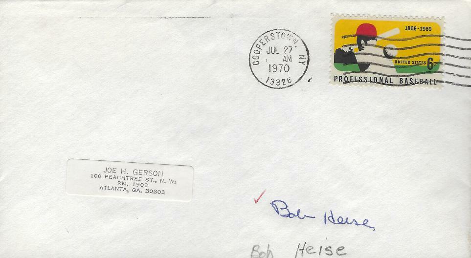 Bob Heise - Autographed envelope - NY Mets & SF Giants