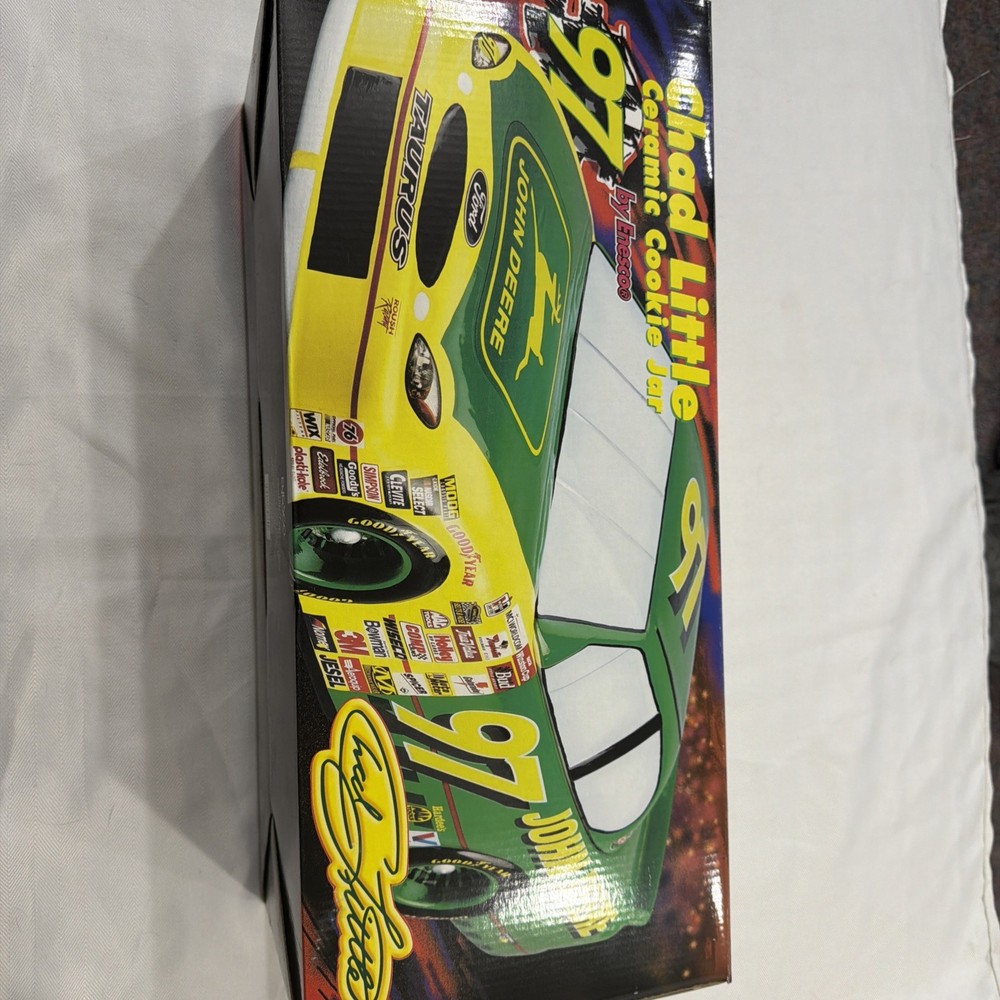 ENESCO CHAD LITTLE #97 JOHN DEERE CERAMIC NASCAR COOKIE JAR