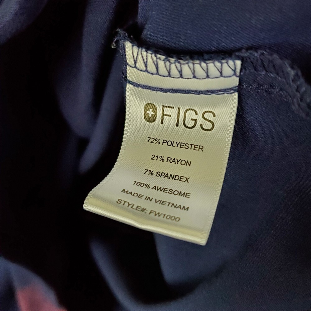Figs Scrub Top Womens Medium Blue V Neck Short Sleeve Pocket Stretch Pullover