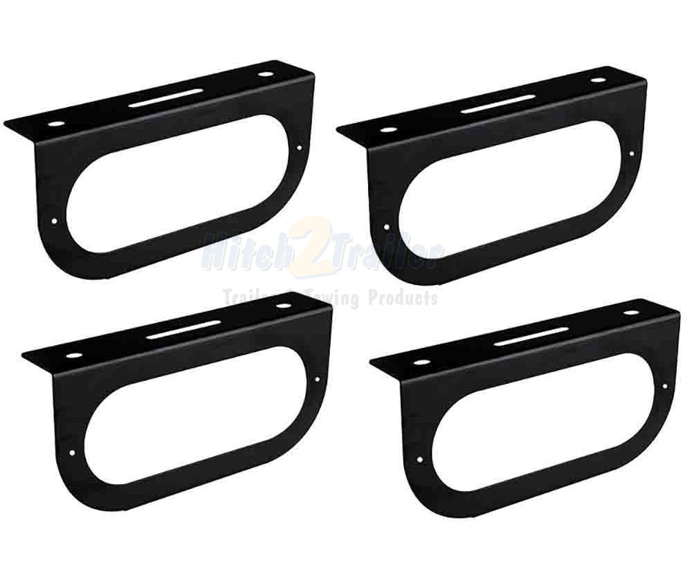 (4) Black Mounting Bracket for 6" Oval Light,Powder Coated, trailer RV Optronics