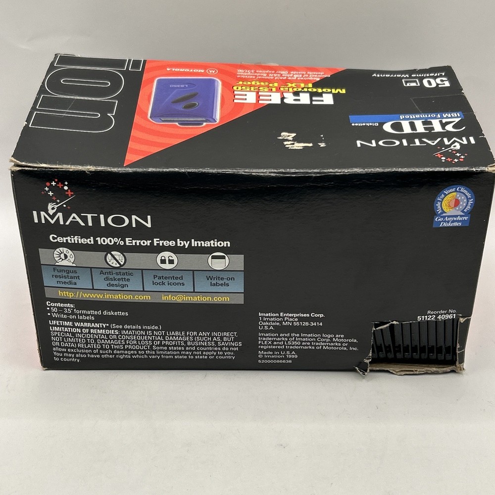 45 Imation 2HD 3.5" 1.44 MB IBM Formatted Diskettes