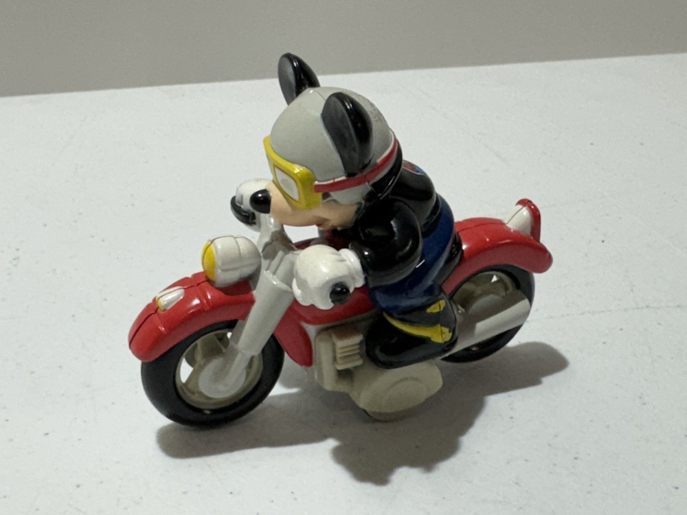 VINTAGE DISNEY MICKEY MOUSE MOTORCYCLE PULLBACK TOY 3.5"