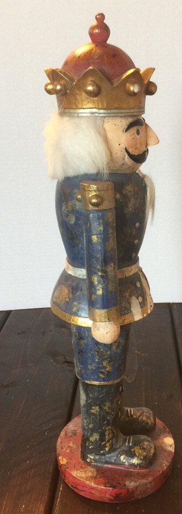 Distress Resin King Blue Crown Graffiti Nutcracker Holiday Decor
