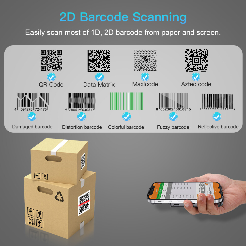 Eyoyo 2D QR Bluetooth Barcode Scanner Bar Code Reader Back Clip Cover Scanner