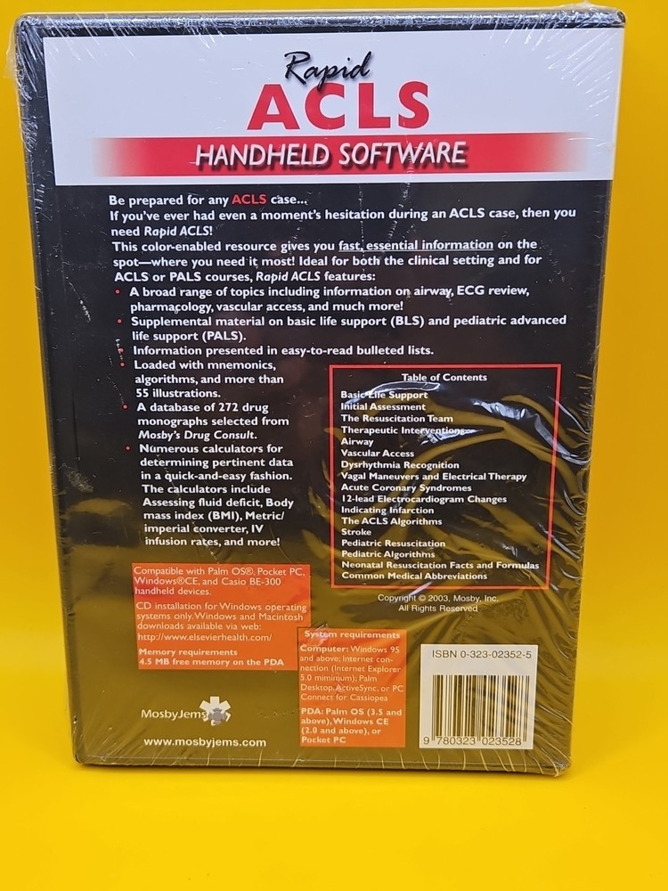 Rapid ACLS - CD-ROM Handheld Software by Aehlert, Barbara J. Windows 95 & Above