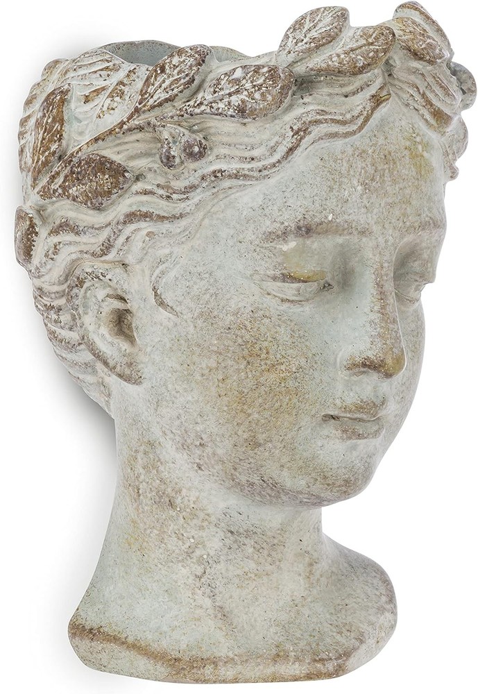 Abbott Collection Goddess Head Wall Planter - Small Cement Wall, Gray
