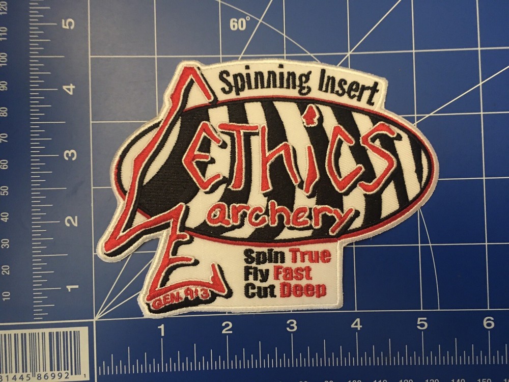 Ethics Archery Spinning Insert NOS IRON ON PATCH Bow Deer Hunting