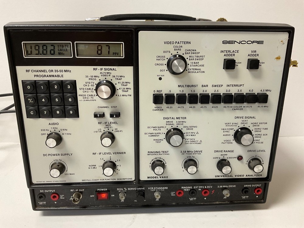 Sencore model VA62 Universal Video Analyzer Simplified Operating Manual
