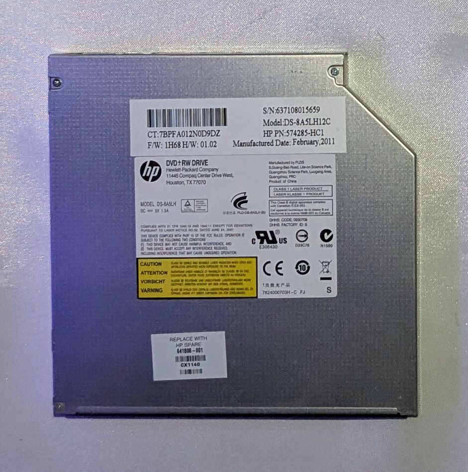12.7MM HP DVD CD BURNER PLAYER DS-8A5LH WRITER READER SATA NOTEBOOK