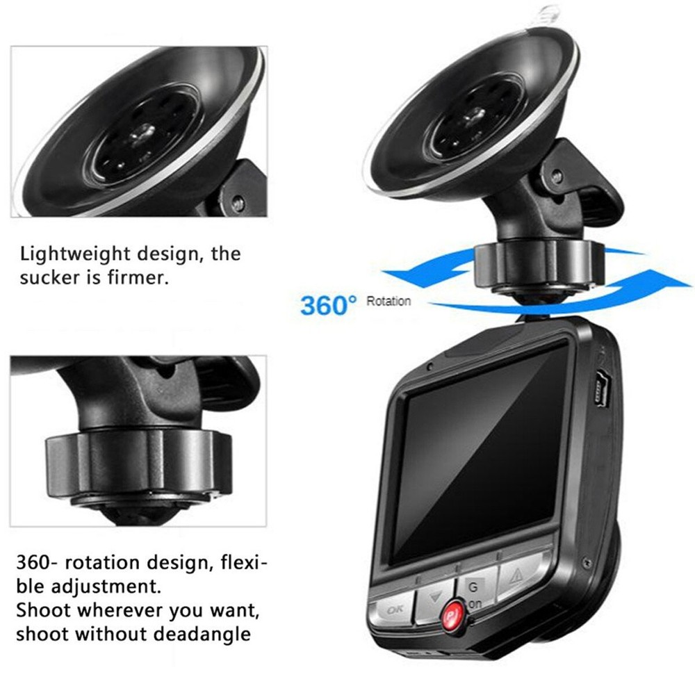 Car DVR Dash Cam 1080P Front Inside Camera Video Recorder G-Sensor With lights