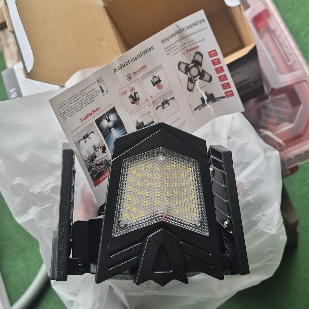 Adjustable Four-Blade LED Garage Light, Super Bright, Energy Saving, Black