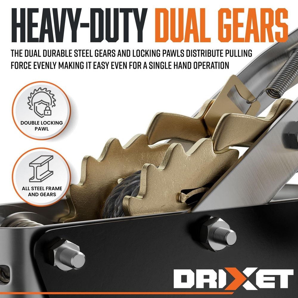 Come Along Winch Heavy Duty - 2 Ton Power Puller Hand Winch with 10ft Cable a...