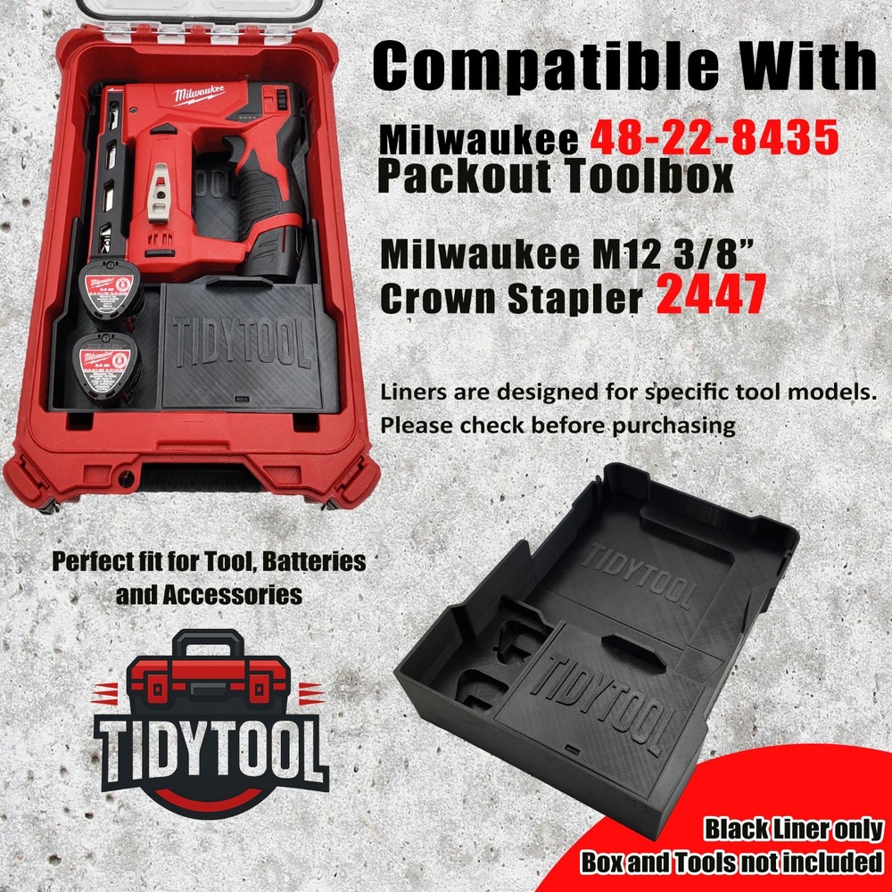 M12 Crown Stapler Organizer for Milwaukee Compact Packout insert 2447-20