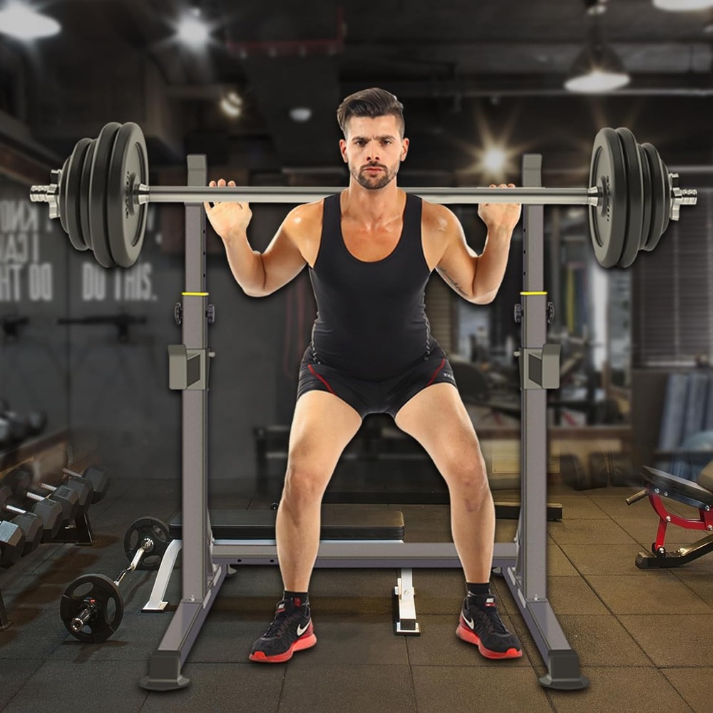 Adjustable Squat Rack,Multi-Function Barbell Rack Weight Lifting & Home Gym