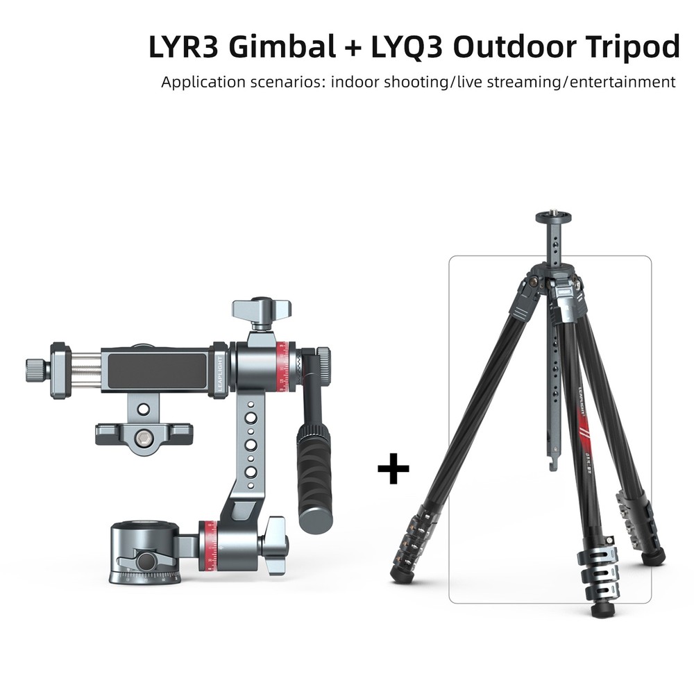 Gimbal Stabilizer Three-Axis Tripod Fluid Head Pan Tilt Quick Release Handle Cla
